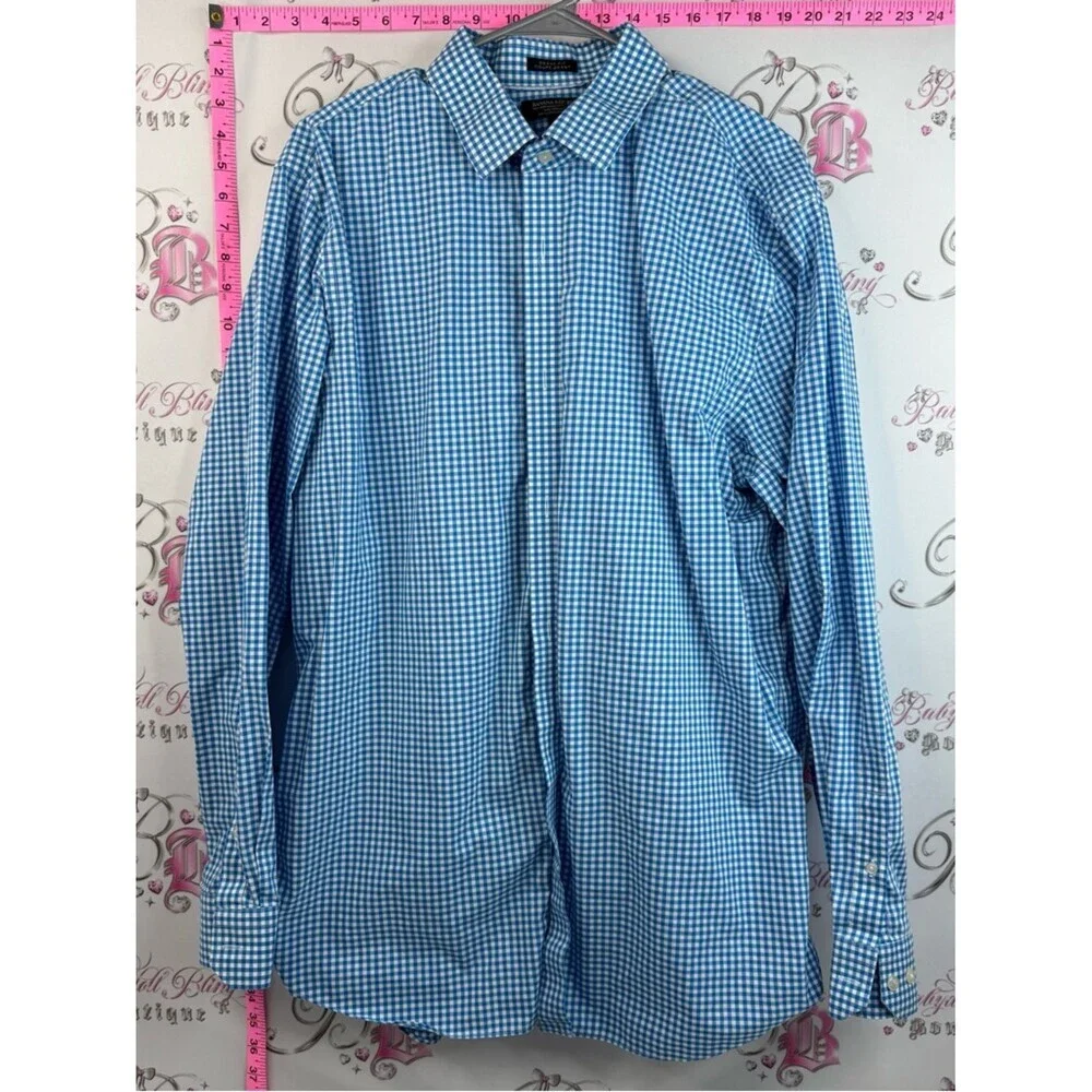 Banana Republic button up shirt Blue and White Gingham Dress Shirt grant fit